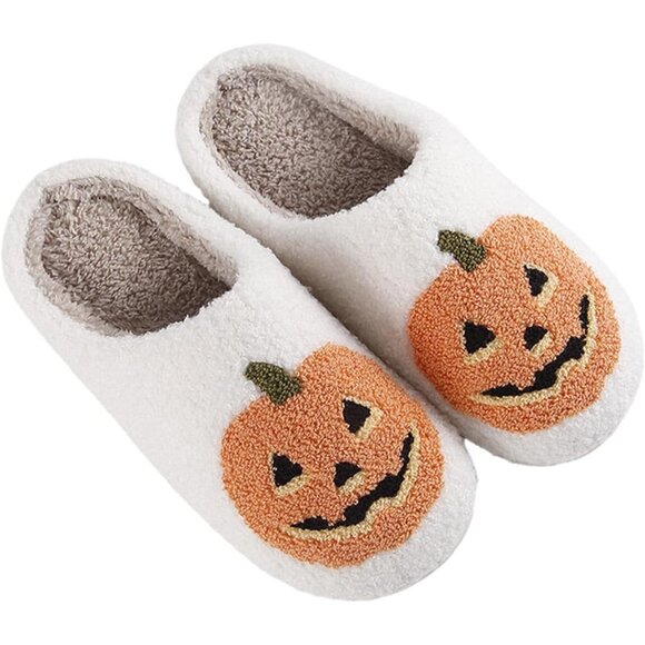 Cozy Halloween Pumpkin Slippers for Women & Men - Plush Memory Foam Comfort - Picture 3 of 7